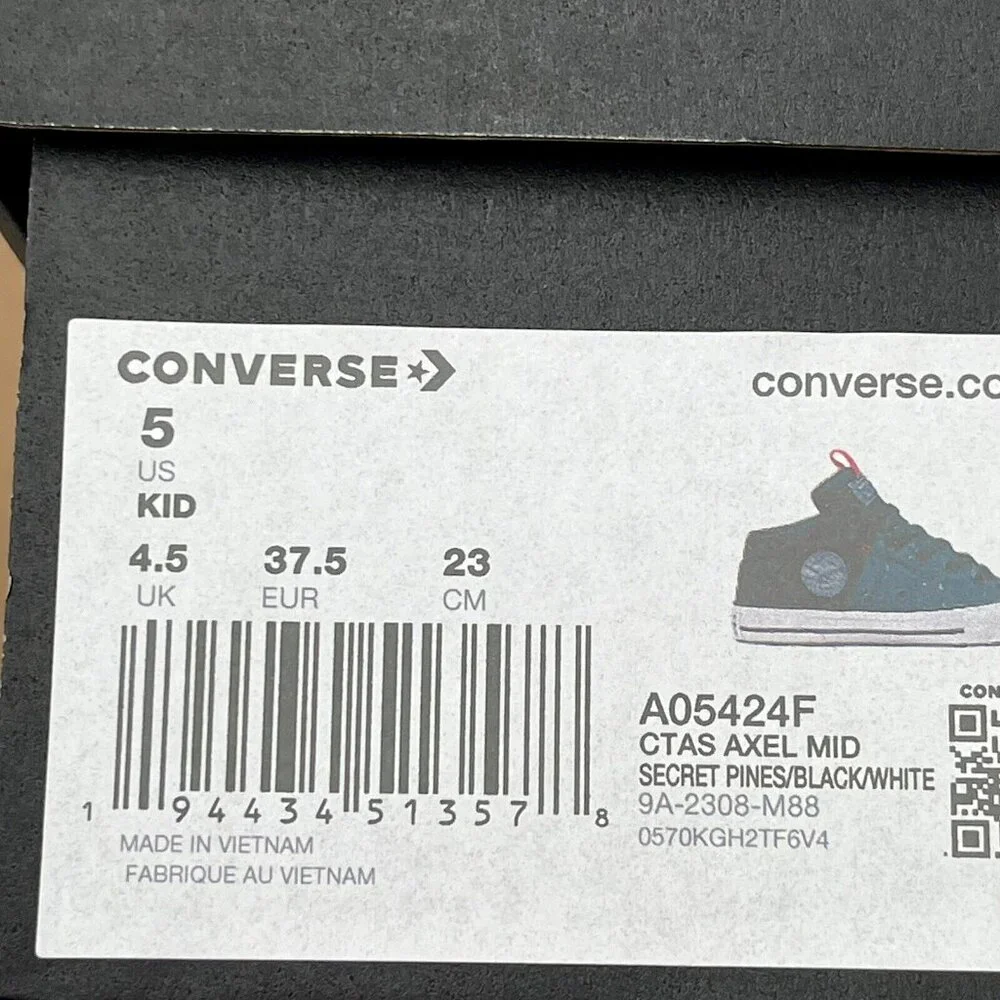 Converse Chuck Taylor All Star Youth Boy's Mid Top‎ Shoes Size 5 Olive/Black